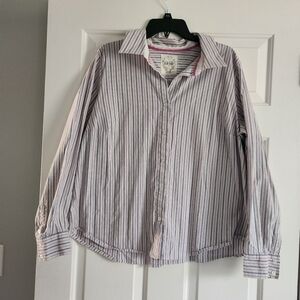Striped Plus Sz 2X Casual or Dress Long Sleeve Button Up Cotton Shirt IZOD